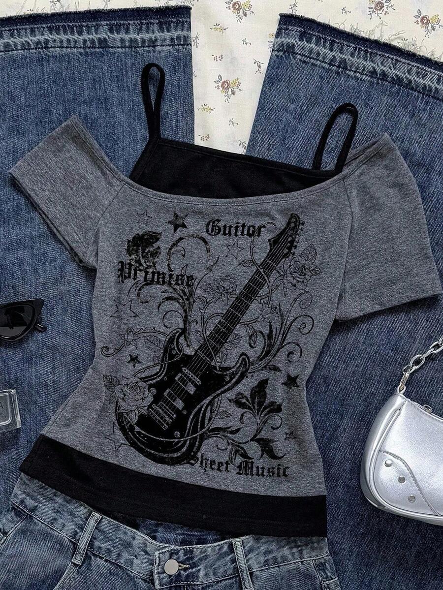 Teen Girls Y2K Casual Minimalist Black & White Polka Dot Print Ruched Tie Front Cropped Top