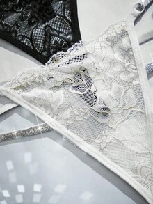Spicy Aura 2pcs Lace & Rhinestone Tie-Up Criss-Cross Sexy Panties - Multicolor - View 7