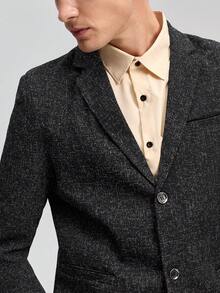 Officeau Men's Fashion Business Pointed Collar Suit Jacket - Black - View 4