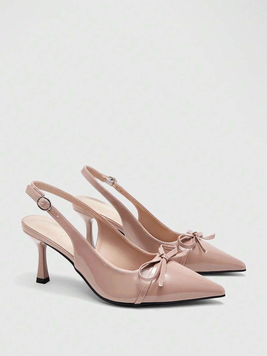 CUCCOO BIZCHIC Women's Pointed Toe Buckle Design Fashionable High Heels, Versatile For Daily Wear - Apricot - View 1