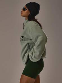 Musera Sport Sport Oversized Zip Through Embroidered Logo Fleece Active Gym Workout Casual Sonder Spring - Mint Green - View 5