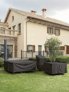 1 pieza Cubierta para muebles de exterior a prueba de agua, lluvia, nieve y viento, resistente a los rayos UV, de tela Oxford para jardín, césped y patio, color negro, con bolsa, organizador y almacenamiento - Negro - Ver 7