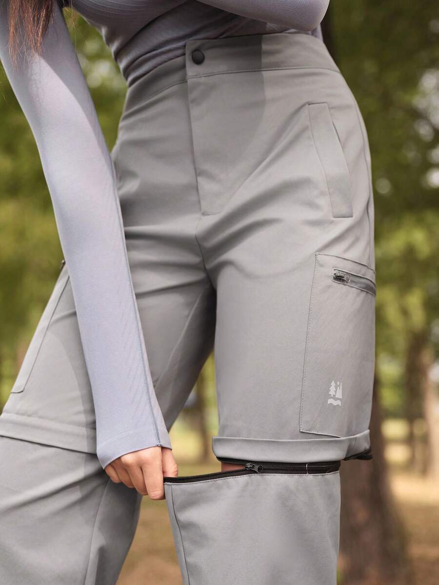 SHEIN In My Nature بنطلون خارجي للنساء بلون أحادي قابل للفصل - رمادي - مشاهدة 1