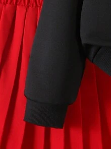 两件套：蝴蝶结装饰米色长袖卫衣和黑色百褶迷你裙 - 彩色 - 查看 5