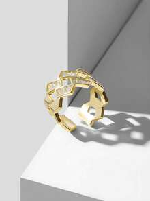 MOTF PREMIUM RHOMBUS FINGER RING, NEW MINIMALIST LUXURY DELICATE RING FOR WOMEN - Gold - View 9