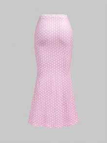 ROMWE Kawaii 女士夏季套装，2件套，V领蝴蝶结装饰撞色波点蕾丝拼接修身上衣和裙子 - 粉色 - 查看 6