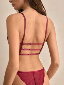 Charlaine 1pc Women's Purple Embroidered Bra - Red Violet - View 2