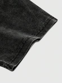 ROMWE MEN Men's Slogan Luminous Print Round Neck Casual Short Sleeve T-Shirt - Black - View 4