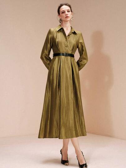 Arave New Cinched Waist V-Neck Mid-Length Dress For Women