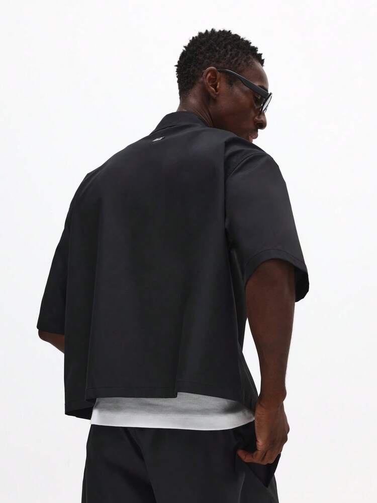 Button Front Graphic Shirt With Short Sleeves