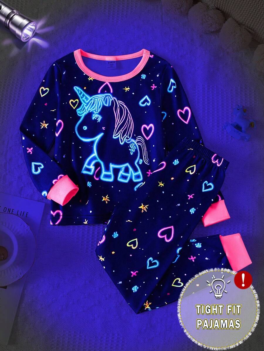 2pcs Girls Plaid Print Long Sleeve Top And Pants Snug Fit Casual Loungewear Set Girls Sleep Wear Fall Winter - Multicolor - View 1