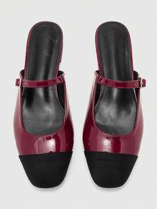CUCCOO BIZCHIC Zapatos planos de mujer con diseño de color block, sencillo y de moda. Diseño hueco, adecuado para el lugar de trabajo, la oficina y el transporte. Zapatos de mujer cómodos y elegantes, versátiles para vacaciones. - Burdeos - Ver 2