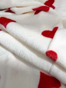 Moonlight&Mama Bộ đồ ngủ bà bầu ấm áp in hình trái tim cổ chữ V và quần dài, thích hợp cho mùa Thu/Đông. - Đỏ - Xem 7