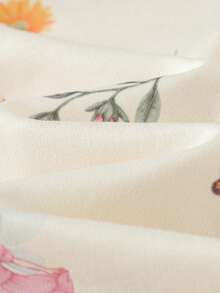 SHEIN 2件套女婴可爱休闲粉色蝴蝶结荷叶边长袖T恤和松紧腰裤套装