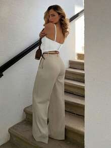 Jeta Ari Elegant And Mature Lady Style Pearl-Studded Tight Bustier Camisole Tank Top - White - View 8