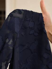 Miaspire 女士优雅七分袖上衣和宽松长裤两件套 - 藏蓝色 - 查看 9