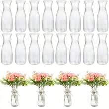 1/2/5/8/10个装 塑料条纹花瓶 透明花瓶 插花工艺品 适用于各种花束和装饰展示 节日和家居装饰 适用于餐桌装饰 婚礼家庭宴会花瓶装饰用品 - 無色 - 查看 2