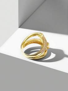 MOTF PREMIUM ANILLO ABIERTO GEOMÉTRICO, DISEÑO ÚNICO, ACCESORIOS DE MODA PARA MUJERES - Dorado - Ver 9