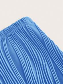 SHEIN ICON Twist Front Asymmetrical Hem Tube Top & Bodycon Skirt - Blue - View 3