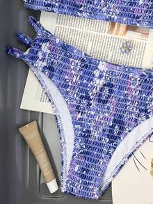 Swim Mod 2026 Spring/Summer Women's Halter Ditsy Floral Backless Sexy Vacation Side High Cut Bikini Swimsuit 2 Pieces Set Bandeau Bikini