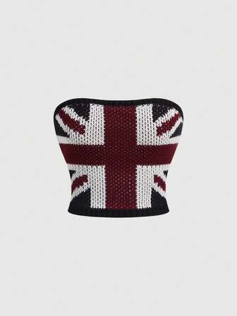 Grunge Punk Top a fascia lavorato a maglia con motivo retrò della bandiera britannica