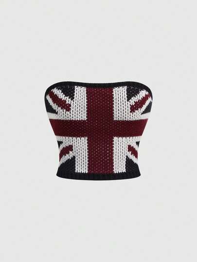 Grunge Punk Top a fascia lavorato a maglia con motivo retrò della bandiera britannica