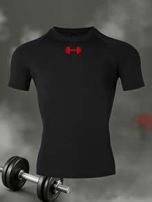 GymBeat Men's Spider Print Raglan Short Sleeve Casual Fitness Workout T-Shirt Compression Shirt Men - Black - View 3