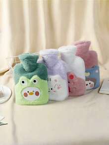POKOJA LAND Winter Plush Hot Water Bag Cartoon Design Thickened PVC Warm Bottle Removable Cover Cold Weather Aid(The Color Of The Expression Accessories Is Random.) - Multicolor - View 6