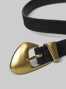 Ontre Black Velvet Metal Buckle Waist Belt, Suitable For Dresses - Black - View 3