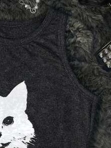 Glimmora Camiseta de tirantes casual y versátil con estampado de gato para mujer - Multicolor - Ver 4