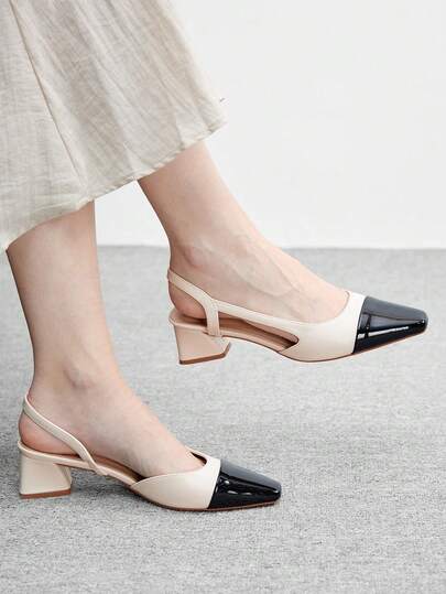 CUCCOO BIZCHIC Women's Pointed Toe Contrast Color Everyday Fashionable High Heels Valentine's Day