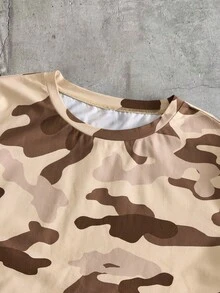 AXEPEAK Men's Casual Camo Numeric & Letter Print Short Sleeve T-Shirt,Summer Streetwear Brown Khaki Beige Graphic Tee Camo Jersey Shirt For City Break - Multicolor - View 6