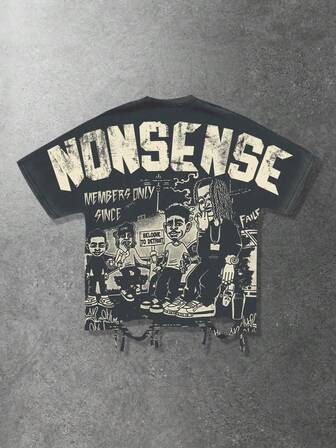 Street Life T-shirt graphique à manches chauve-souris pour homme, style de rue, convient pour le port quotidien, printemps/été