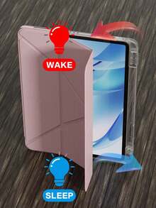 1个适用于iPad Air 11、13、M2（2025）、M3的透明亚克力保护套，支持多角度折叠Y型支架，兼容A16芯片（第11代，2024年发布）、Air 5、Air 4（10.9英寸，第9代，2021年发布）、第8代、第7代、10.2英寸（第5代、第6代）、9.7英寸（第10代）、带笔夹的Pro 11，支持自动唤醒/睡眠功能 - 粉色 - 粉色 - 查看 4