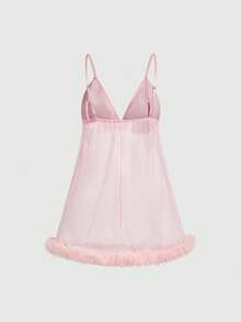 ROMWE Kawaii 情人节可爱甜美娃娃裙，毛绒面料性感睡衣（女士款）