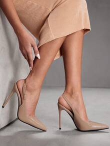 CUCCOO SZL Women's Pointed Toe Stiletto High Heel Black Fashion Sexy Evening Party Pumps With Ankle Strap Valentine's Day - Mirror apricot - View 7