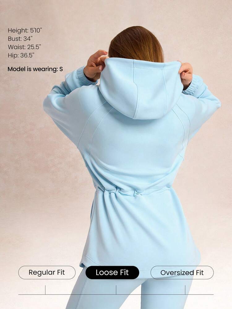 Softserene Modal Off-Duty MVP Relaxed Fit Seidig glatter, atmungsaktiver Reißverschluss-Hoodie-Jacke in Hüftlänge für den täglichen Lässig-Wear-Einsatz im Herbst und Winter