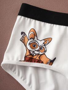 Kung Fu Panda X SHEIN 2 piezas Bragas cómodas con gráficos de dibujos animados lindos para mujer - Blanco y Negro - Ver 9