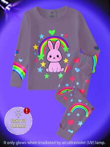 Young Girls Pajamas-2 Piece Pajama Set Spring To Summer Snug Fit Tight Fit Pajamas - Baby Pink - View 3