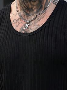 Manfinity Roughcore Áo tank top nam màu đen dệt kim gân, dáng ôm, chất liệu mềm mại và thoải mái, đa năng, dễ phối đồ cho trang phục thường ngày, phù hợp cho các hoạt động ở nhà hoặc ngoài trời. - màu đen - Xem 6