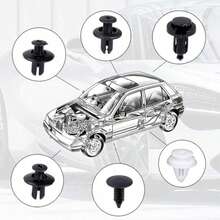 100 PCS Of Bumper Clips, Car Clips, Plastic Rivets, A Set Of Car Fasteners With Various Sizes, Including Push-Type Fasteners And AFastener Removal Tool. - Black and White - View 3