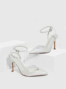 CUCCOO SZL Schwarze Satin-Twill- und Mesh-Patchwork Mode sexy elegante Hochzeitssaison Spitze Zehen Riemen High Heel Pumps