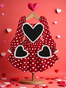 Sweetra Robes courtes mignonnes et douces avec bordure en dentelle en forme de cœur, tailles plus - Rouge - Voir 1