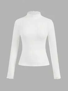 SHEIN EZwear 两件套灰色和白色休闲修身长袖T恤，秋冬季 - 彩色 - 查看 8