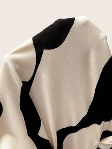 Miaspire Đầm tay ngắn in họa tiết phối màu tương phản cỡ lớn - Nhiều màu - Xem 8