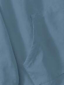 GlowEve CURVE Plus Size Women Solid Color Raglan Sleeve Button Half Placket Hooded Sweatshirt And Pants Casual 2 Pieces Set - Blue - View 3