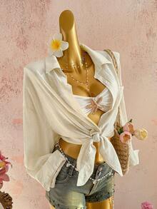 Sunnyshic 女士休闲亚麻混纺长袖衬衫，优雅百搭，适合日常穿着，春夏款