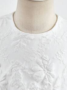 SHEIN Babygirl Elegant & Cute White Textured Sleeveless Loose Summer Dress