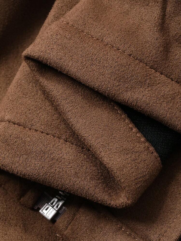 Women's Solid Color Drop Shoulder Long Sleeve Zip Front Casual Jacket