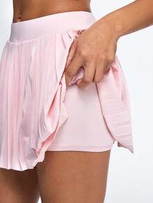 Eassivo Eassivo Women's One‑Shoulder Crop Top & Pleated Tennis Skirt Set,Asymmetric Strappy Top, Flared Pleated Mini Skirt,Athletic Skirt Sets - Pink - View 7